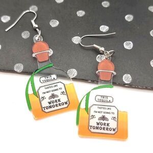 New GRAPHIC TEQULIA BOTTLE cocktail  acrylic earrings